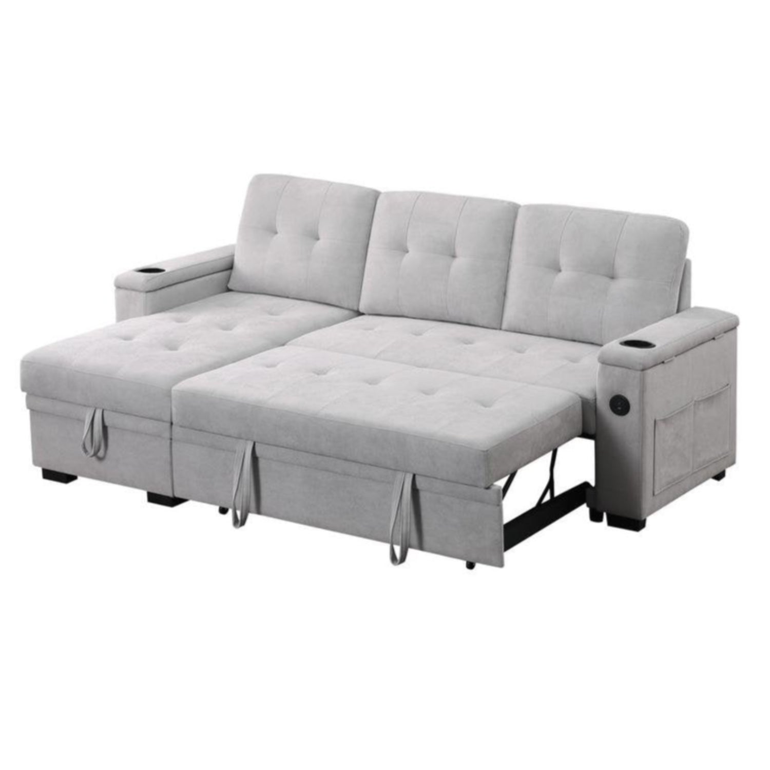 Ethan Grey Woven Fabric Reversible Sofa Bed