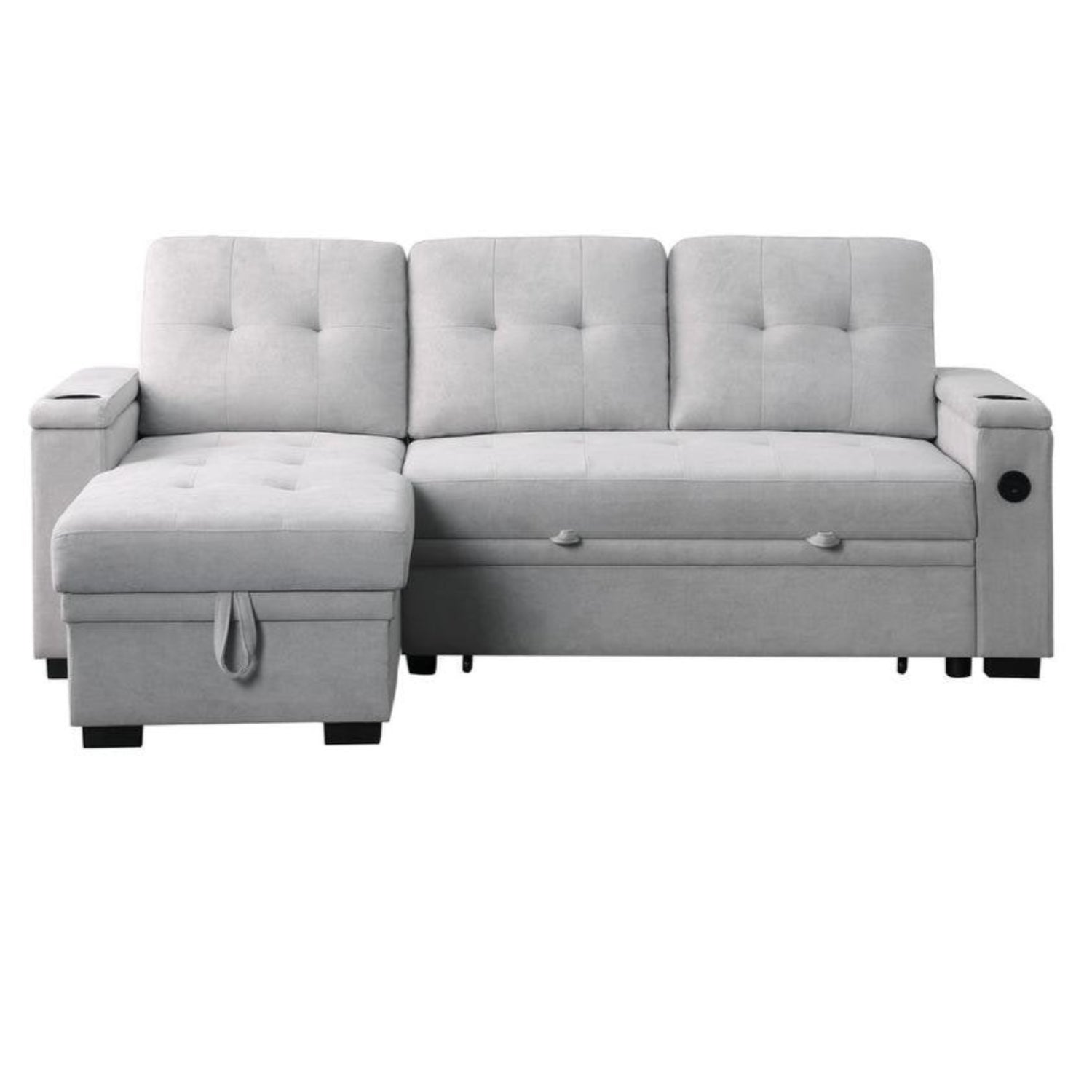 Ethan Grey Woven Fabric Reversible Sofa Bed