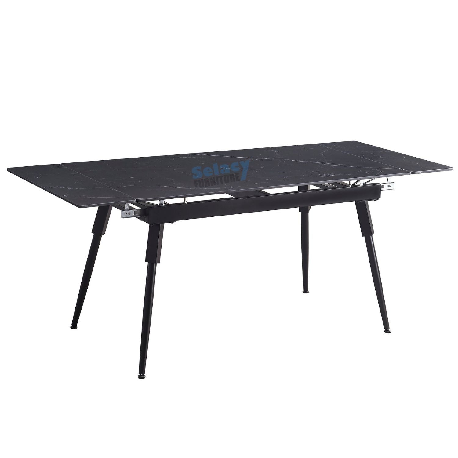 Extendable Sintered Stone Black Marble Dining Table T-1817