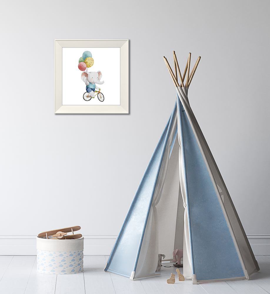 Elephant Rides Bicycle Canvas Art 14" x 14"