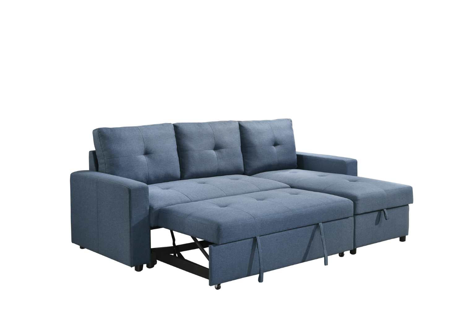 Faber Reversible Sectional Sofa Bed with Pull-out Sleeper and Storage Chaise Blue 99996