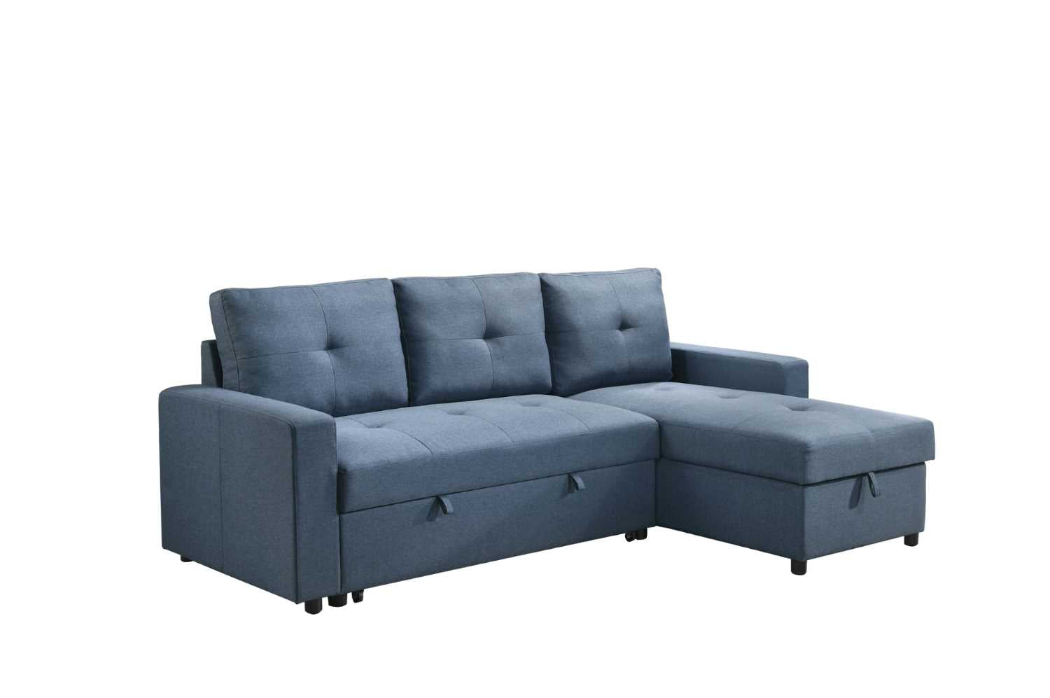 Faber Reversible Sectional Sofa Bed with Pull-out Sleeper and Storage Chaise Blue 99996