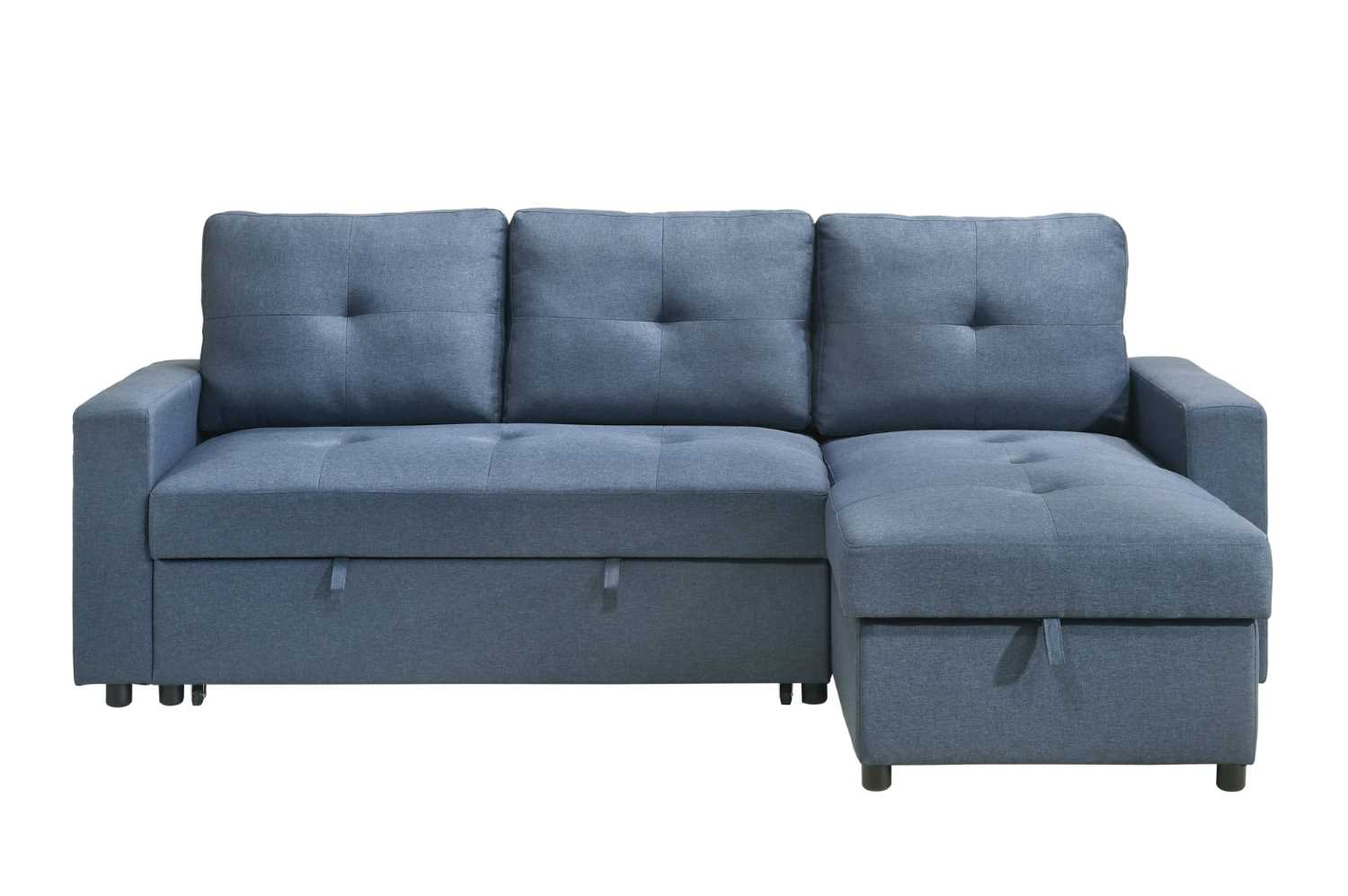 Faber Reversible Sectional Sofa Bed with Pull-out Sleeper and Storage Chaise Blue 99996