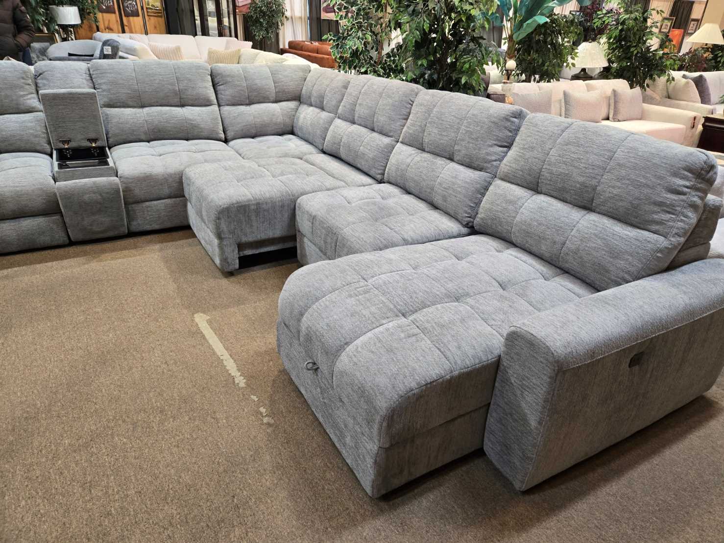 Fabric Modular Recliner Sectional Sofa With USB Charging Ports & Speaker 8552