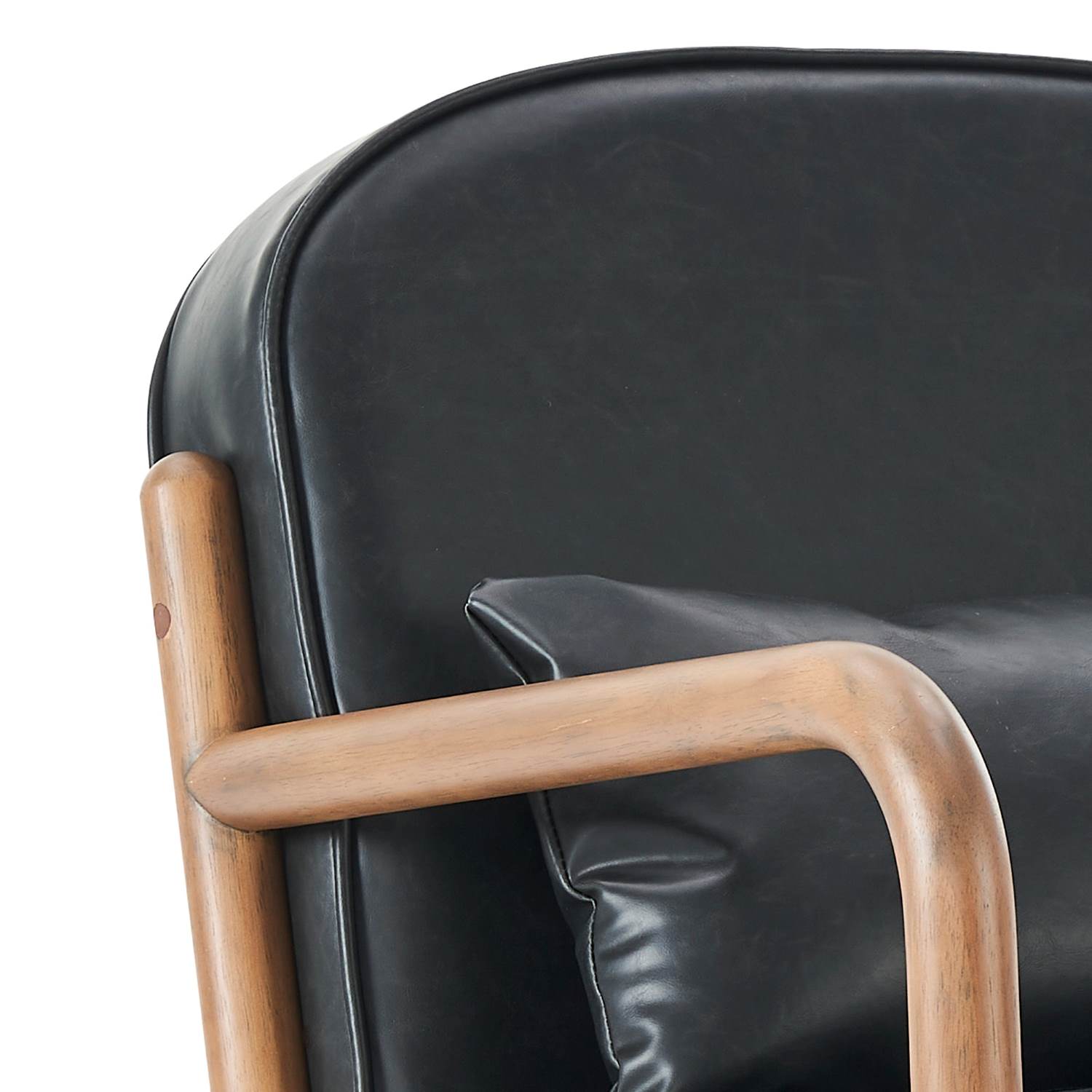 Fani Faux Leather Accent Chair in Black & Walnut 403-926BLK
