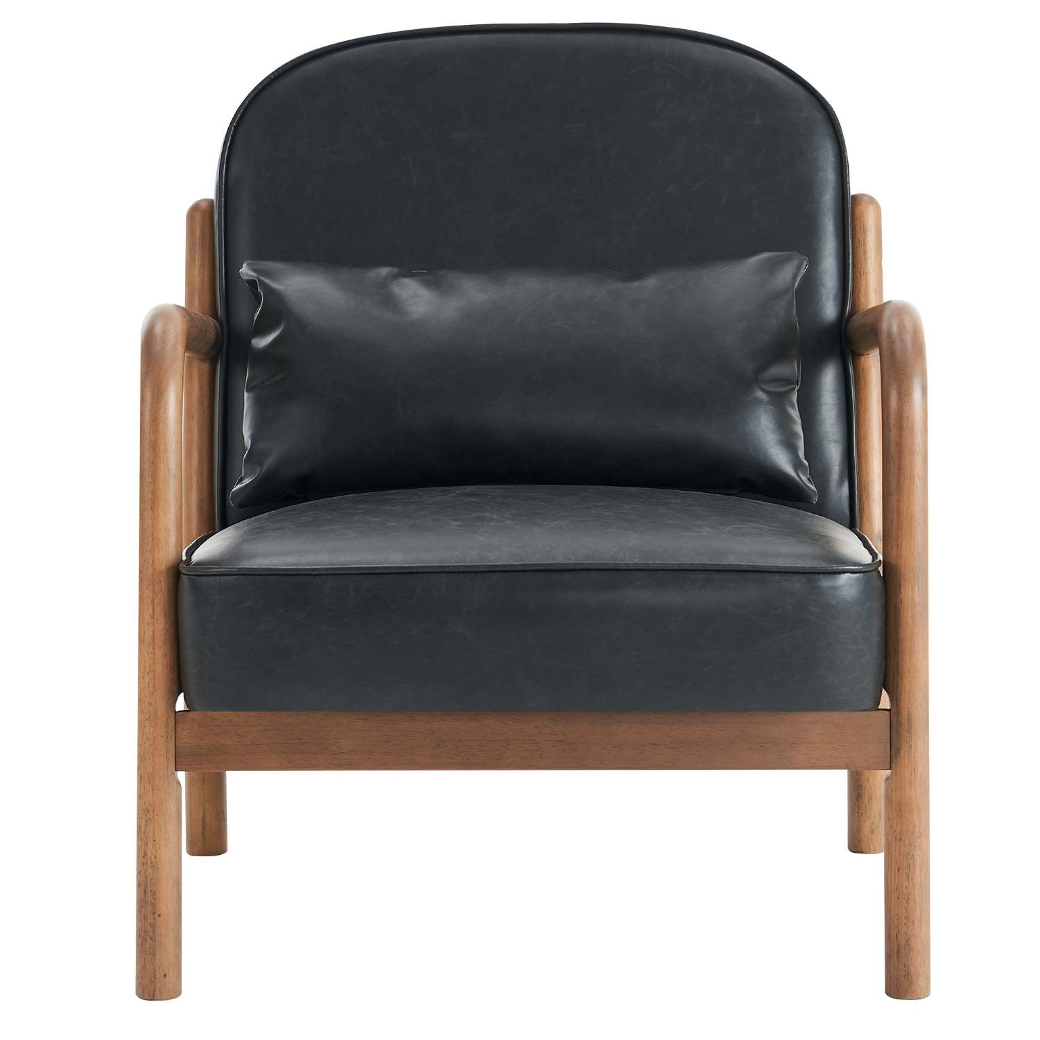 Fani Faux Leather Accent Chair in Black & Walnut 403-926BLK