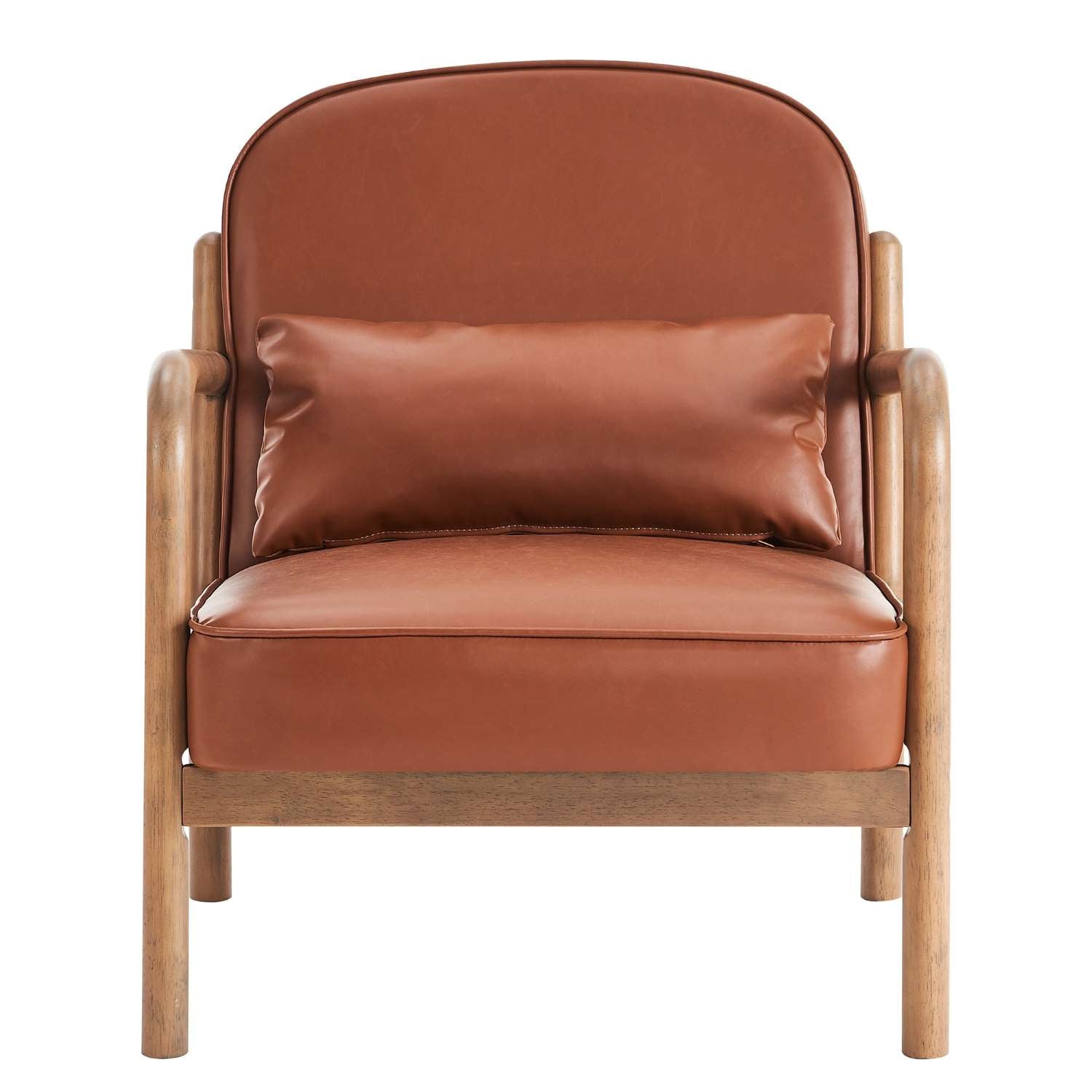 Fani Faux Leather Accent Chair in Saddle & Walnut 403-926SD