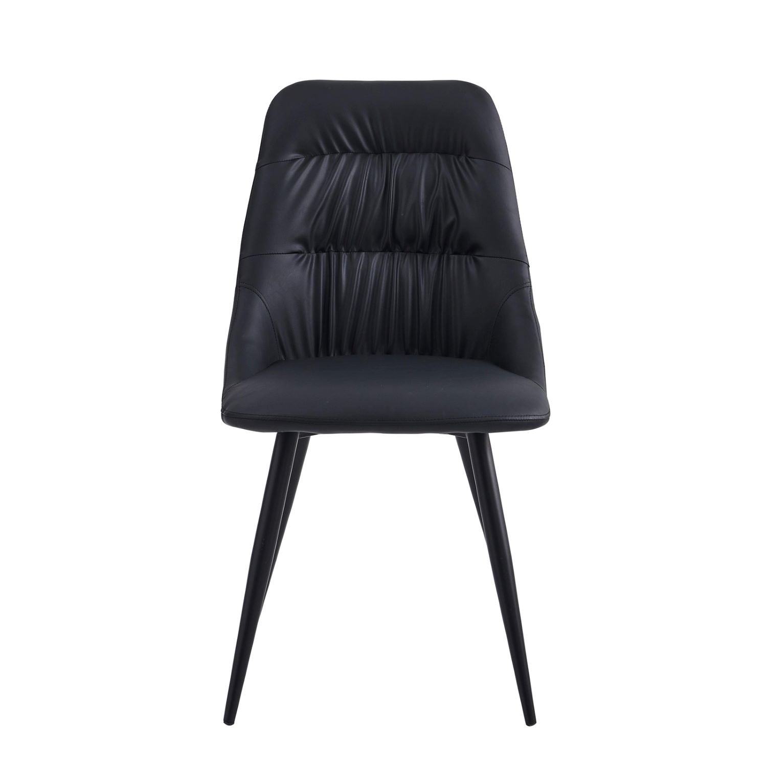 Fannia-Tomaso Glass Dining Table with Black Faux Leather Chairs 6038