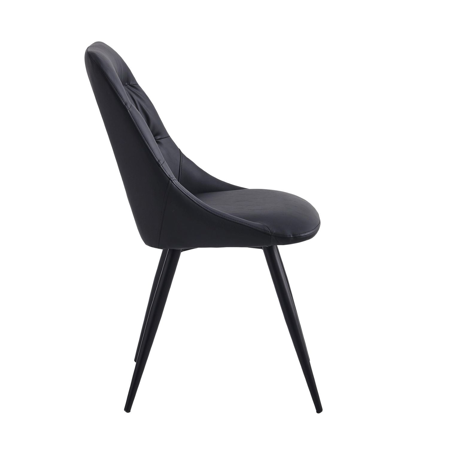 Fannia-Tomaso Glass Dining Table with Black Faux Leather Chairs 6038