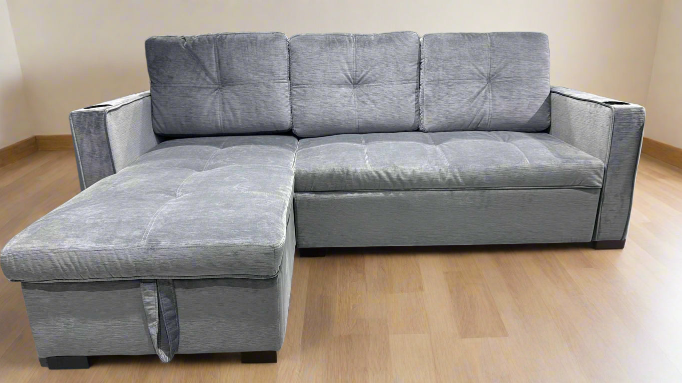 Fiama Reversible Sectional Sofa Bed Grey 401