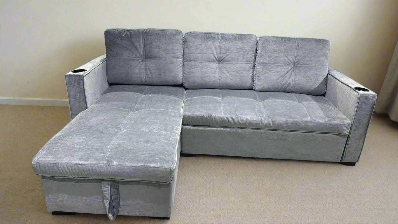 Fiama Reversible Sectional Sofa Bed Grey 401
