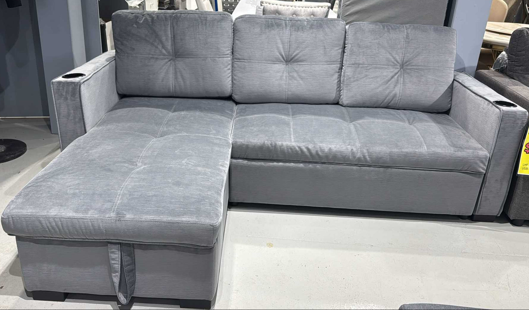 Fiama Reversible Sectional Sofa Bed Grey 401