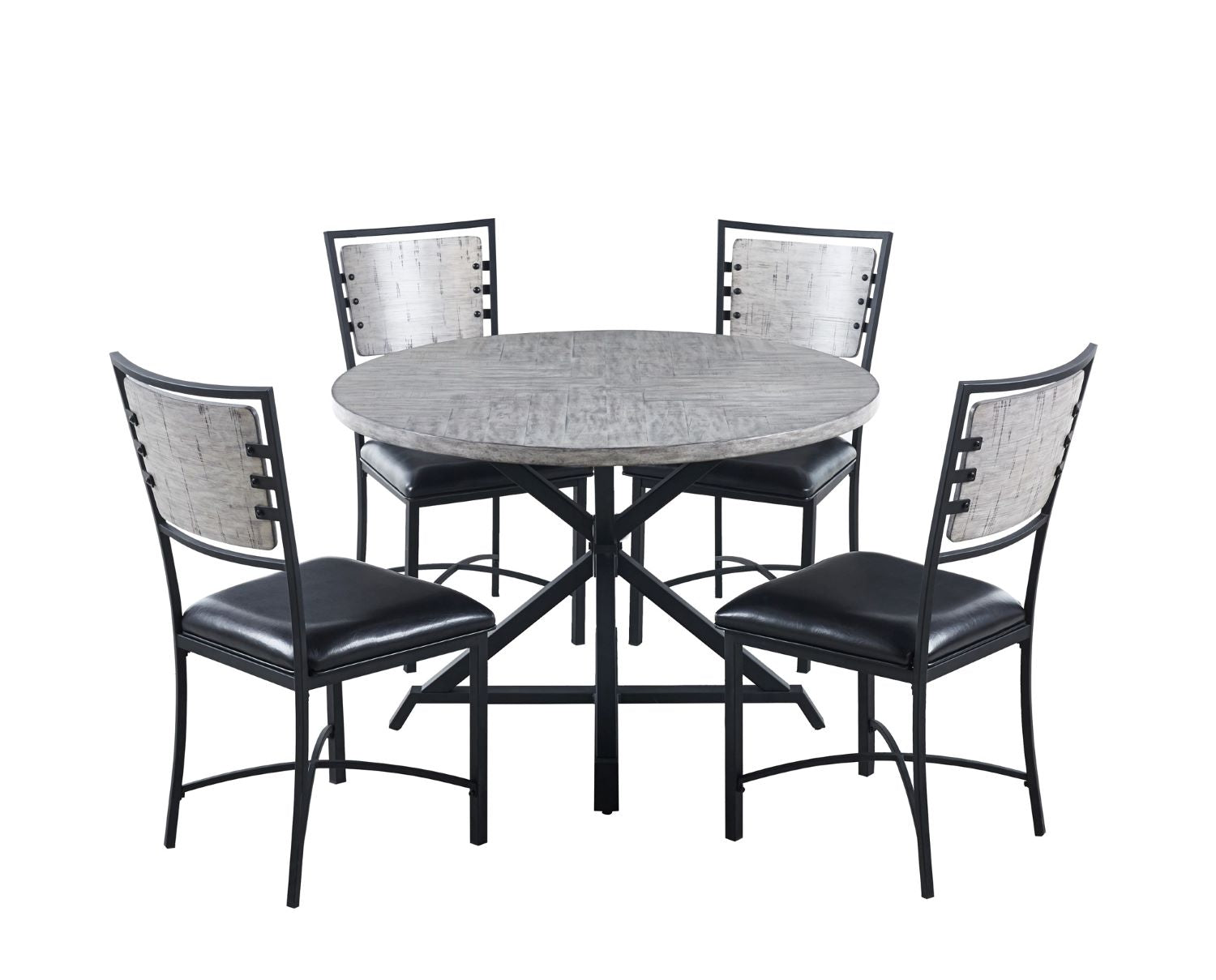 Fideo 5PC Dining Set With Grey Wood Finish 5606GY