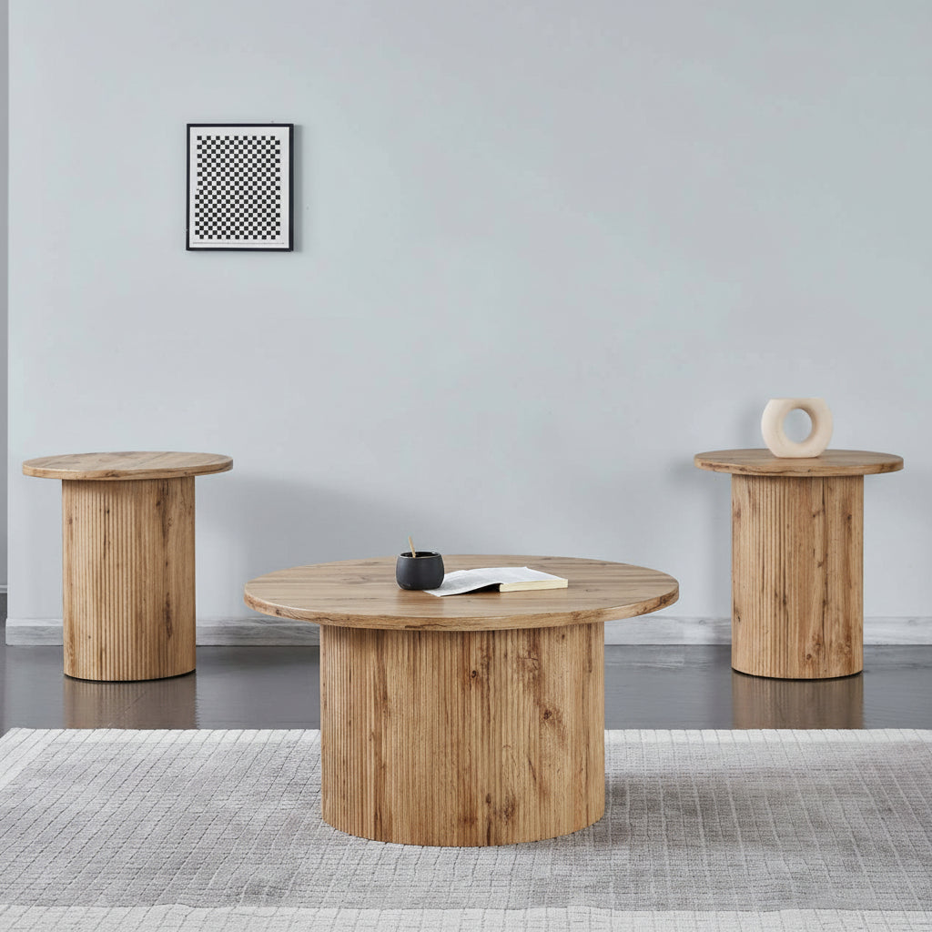 Fluted Pedestal Base with Round Top End Table 2661