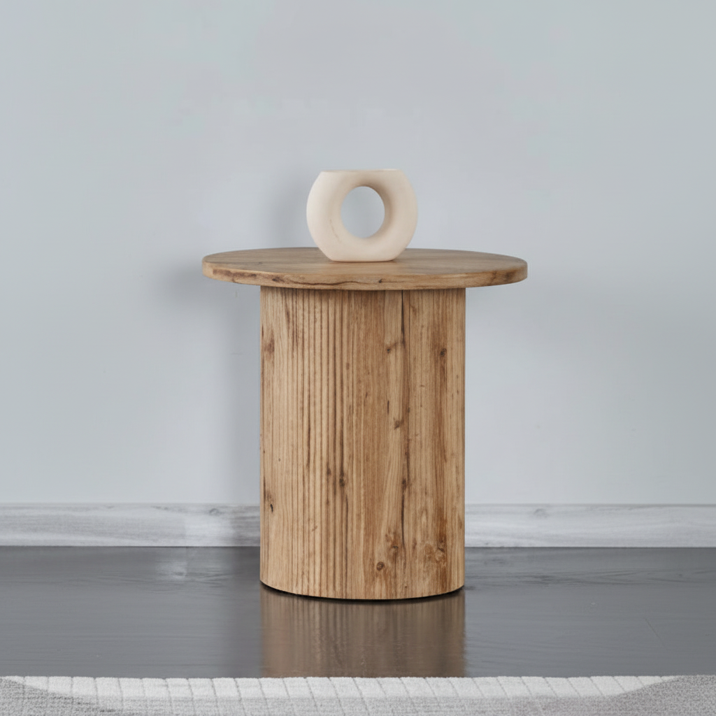 Fluted Pedestal Base with Round Top End Table 2661