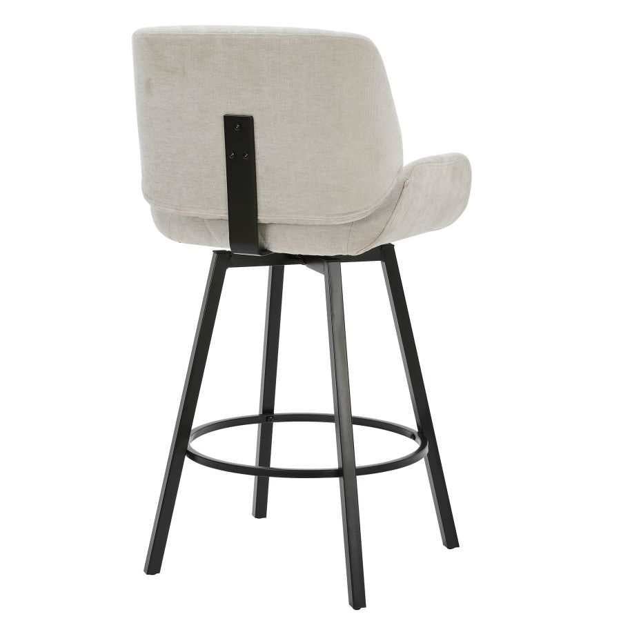 Fraser 26" Counter Stool, Set of 2, with Swivel in Grey Fabric and Black 203-667GY