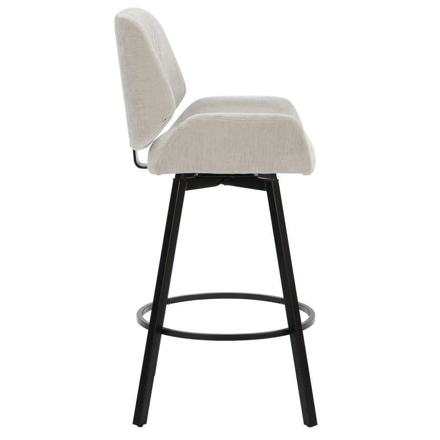 Fraser 26" Counter Stool, Set of 2, with Swivel in Grey Fabric and Black 203-667GY