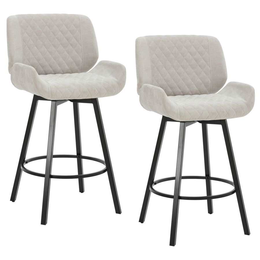 Fraser 26" Counter Stool, Set of 2, with Swivel in Grey Fabric and Black 203-667GY