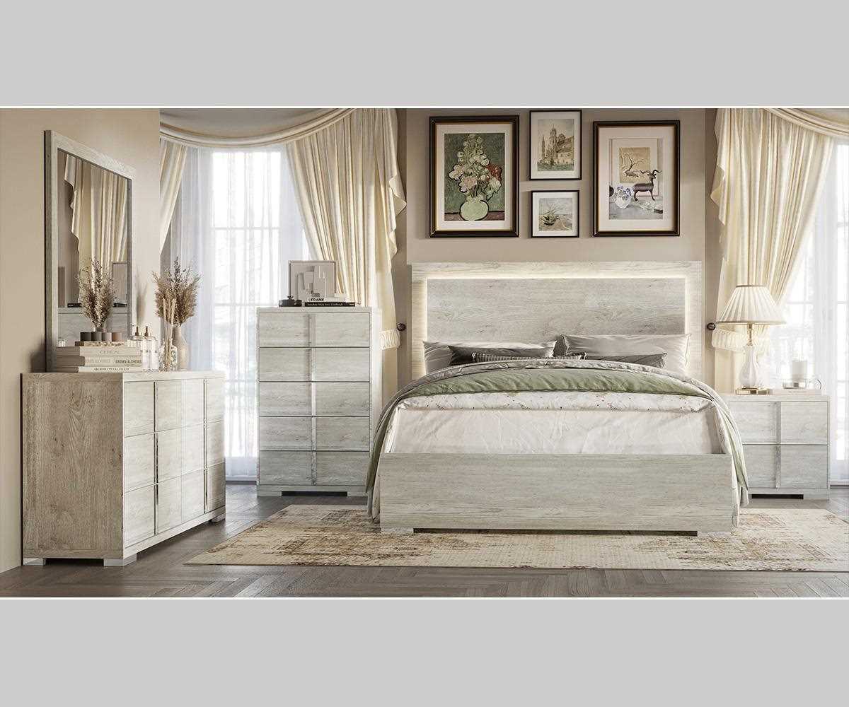 Freya Wooden White Bedroom Set With LED Headboard 785
