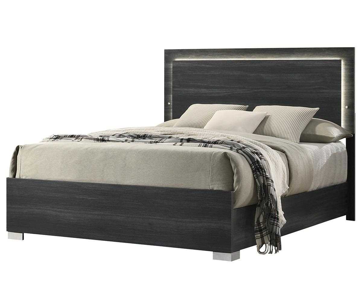 Freya Wooden Grey Bedroom Set With LED Headboard 785