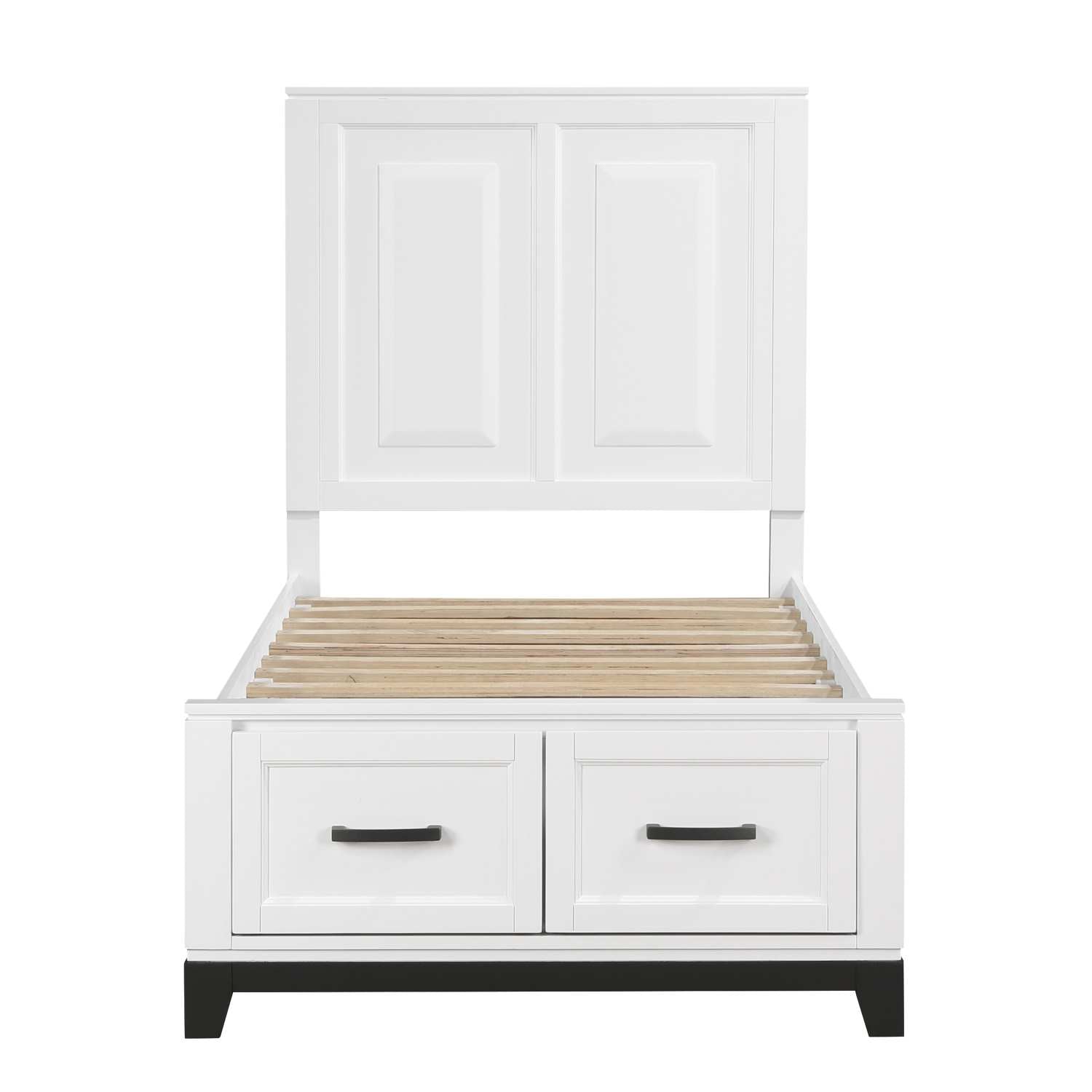 Garretson Wooden Bed With Drawer White 1450