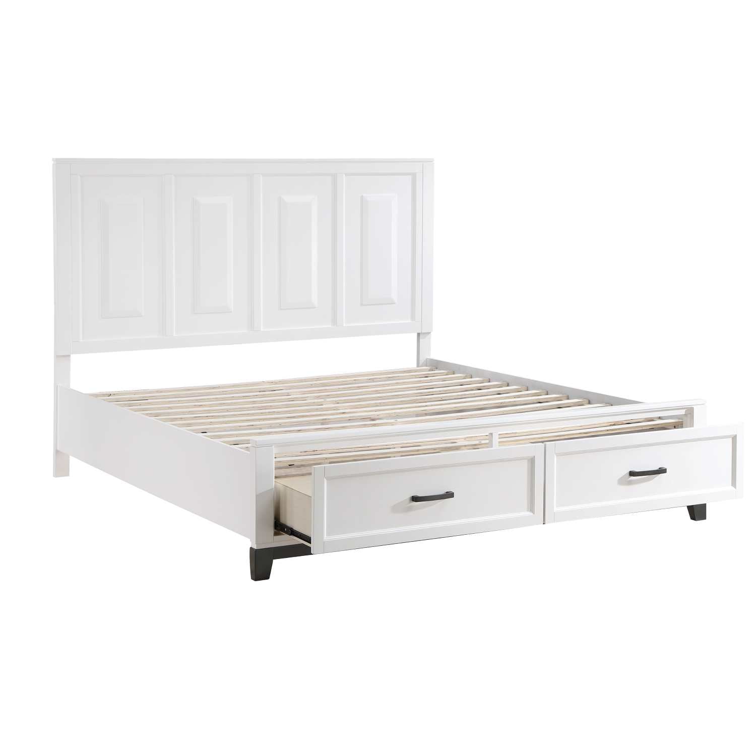 Garretson Wooden Bed With Drawer White 1450