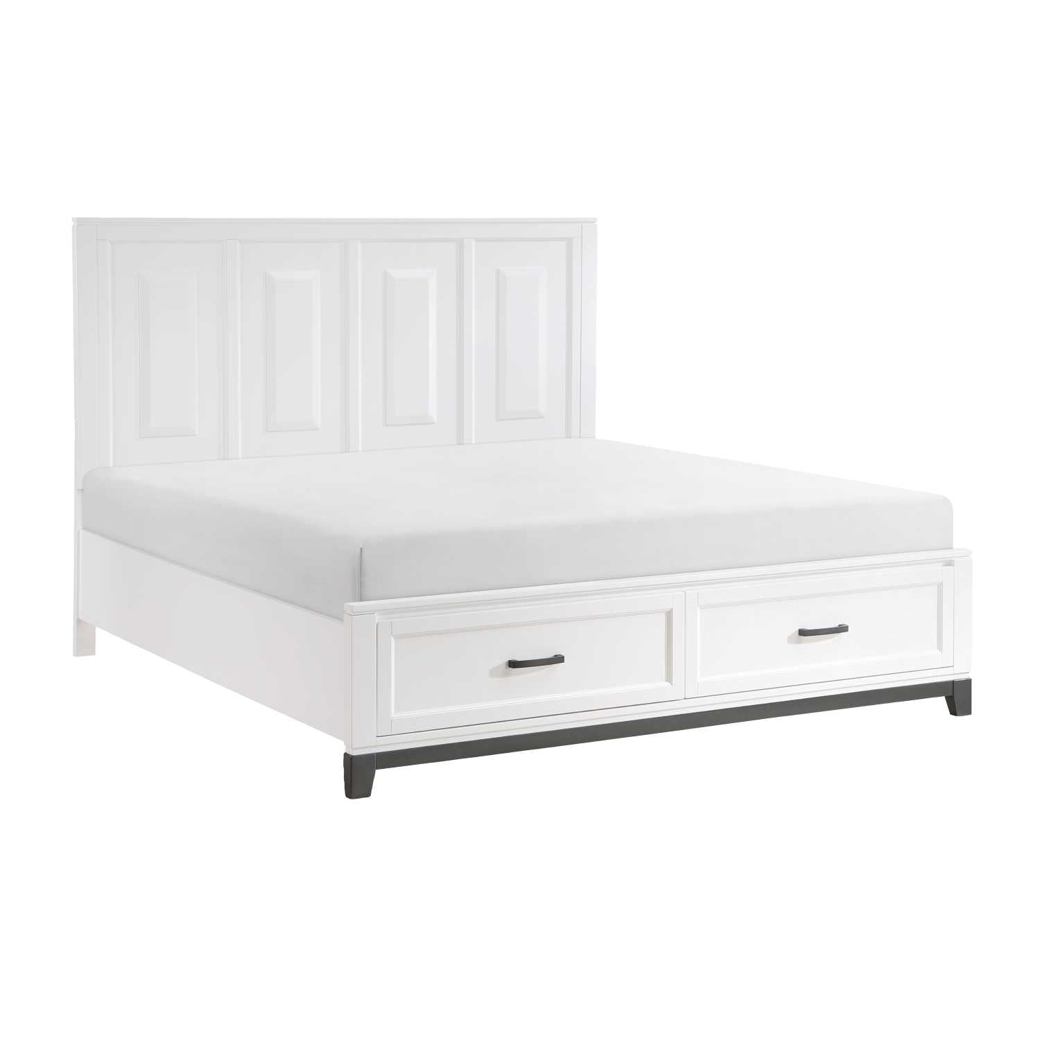 Garretson Wooden Bed With Drawer White 1450