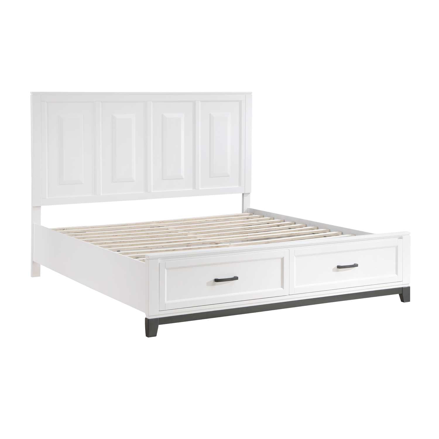 Garretson Wooden Bed With Drawer White 1450