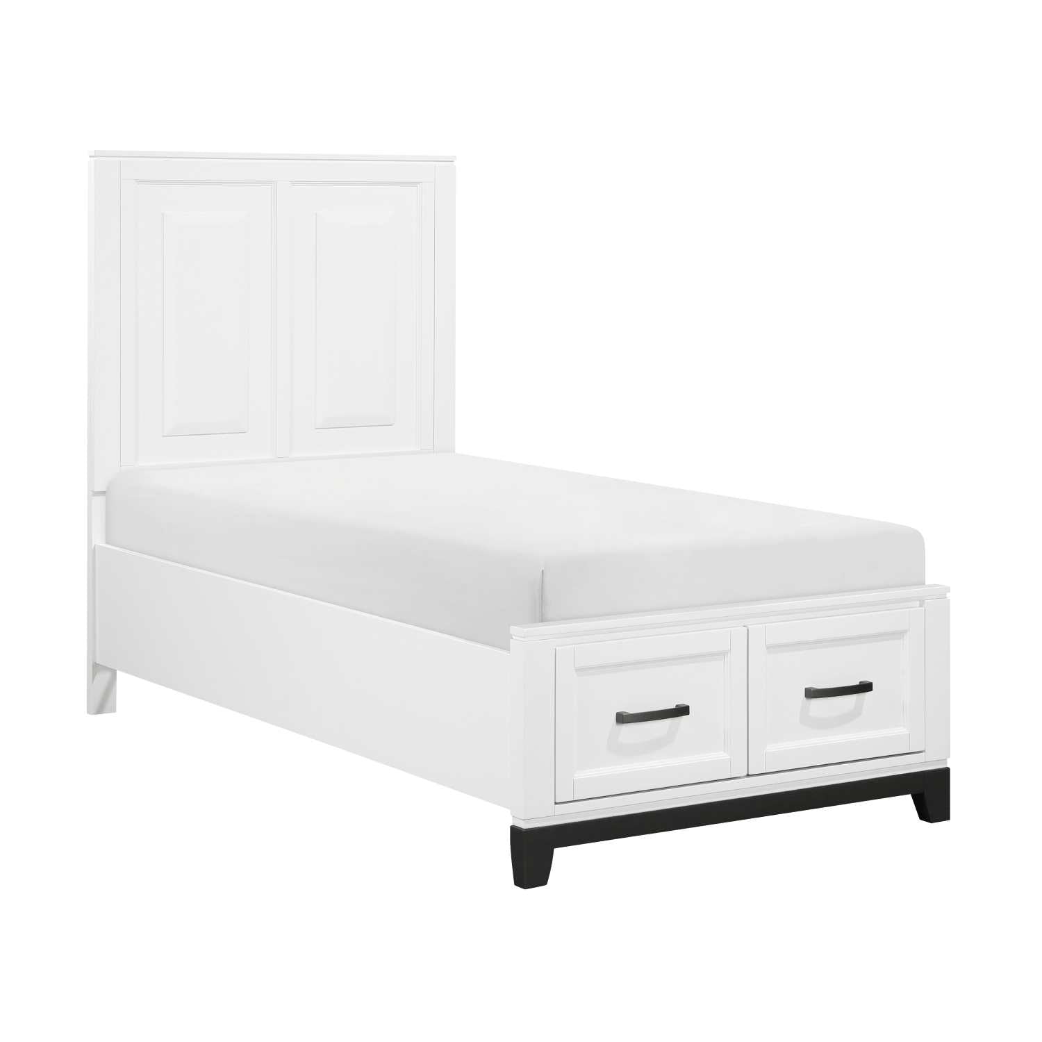 Garretson Wooden Bed With Drawer White 1450