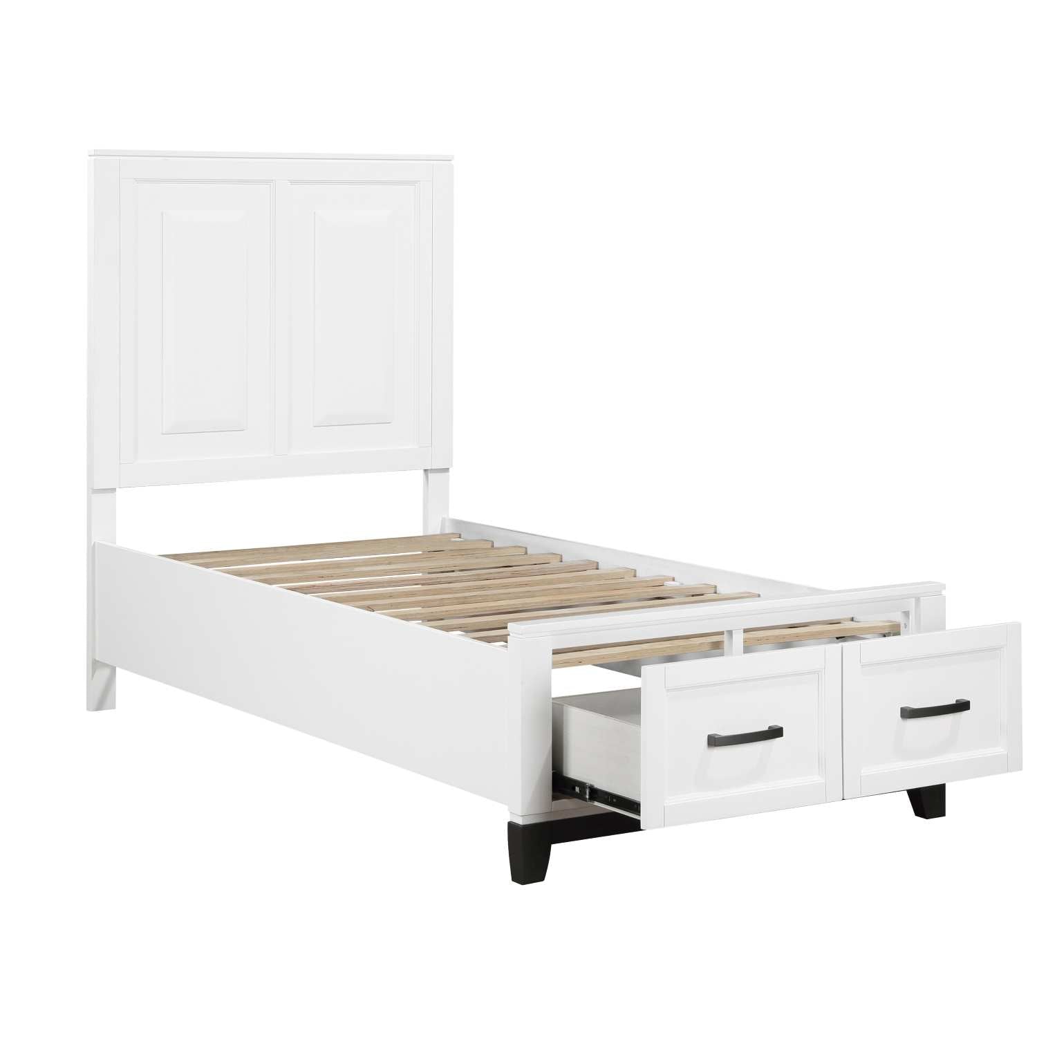 Garretson Wooden Bed With Drawer White 1450