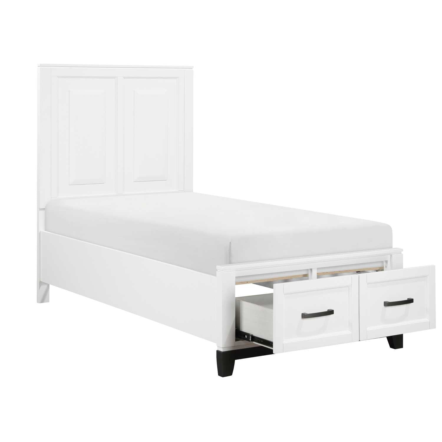 Garretson Wooden Bed With Drawer White 1450