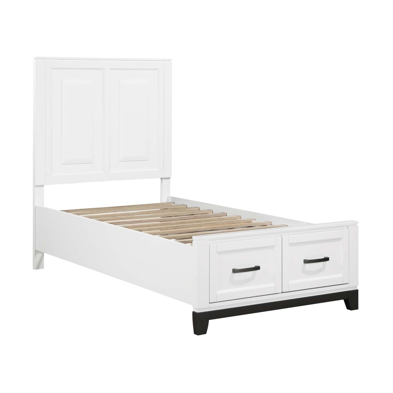 Garretson Wooden Bed With Drawer White 1450