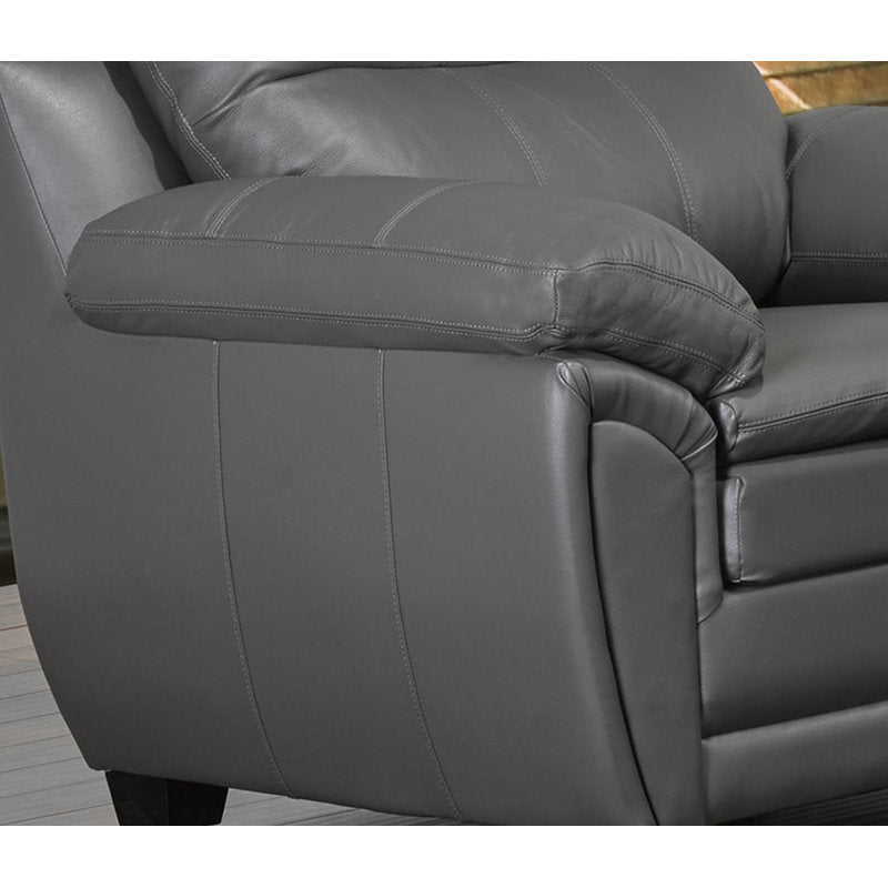 Canadian Made Genuine Leather Zurick Grey Loveseat 5000