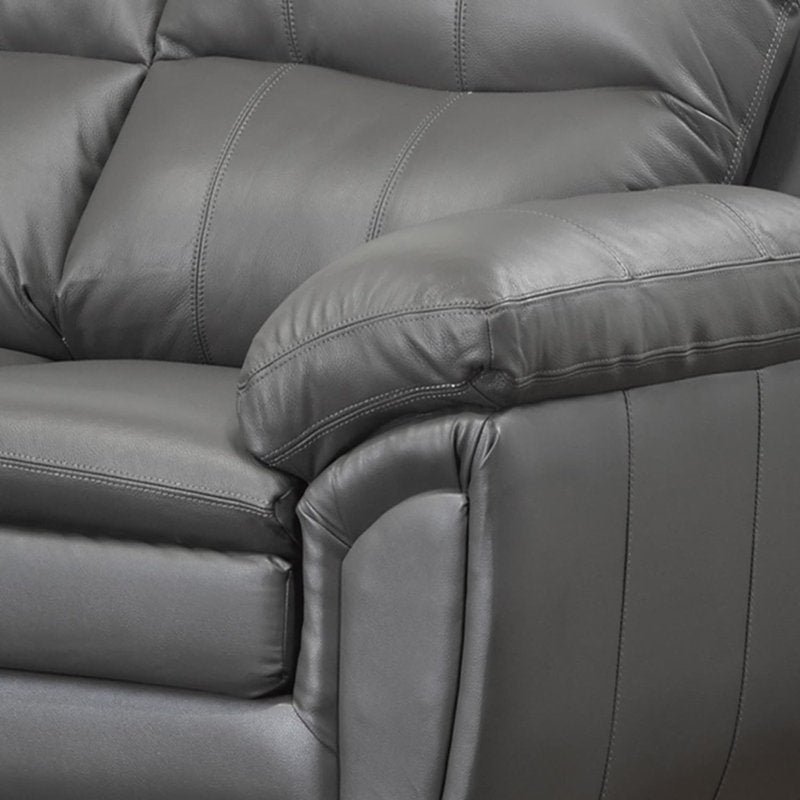 Canadian Made Genuine Leather Zurick Grey Loveseat 5000