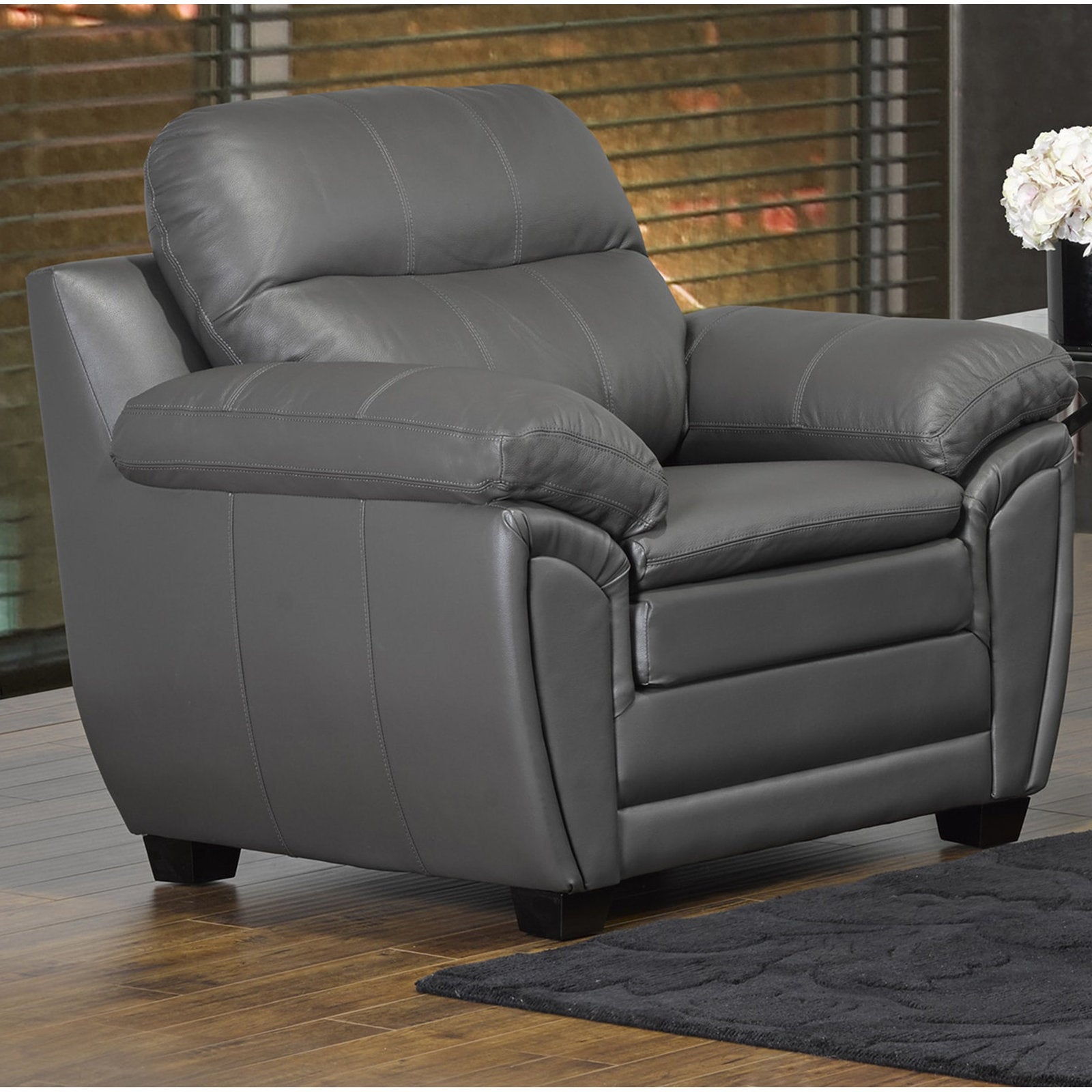 Canadian Made Genuine Leather Zurick Grey Chair 5000