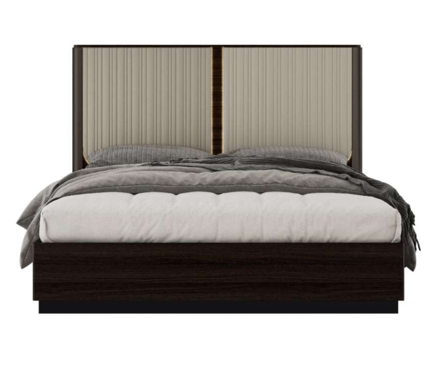 Germani Black Oak and Brown Metal Lacquer Bed 1801
