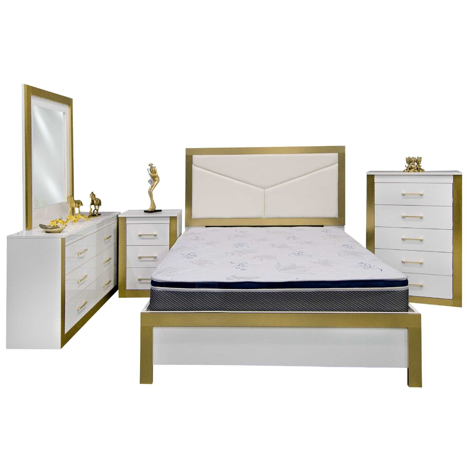 Canadian Made Gilmour Bedroom Set White & Gold