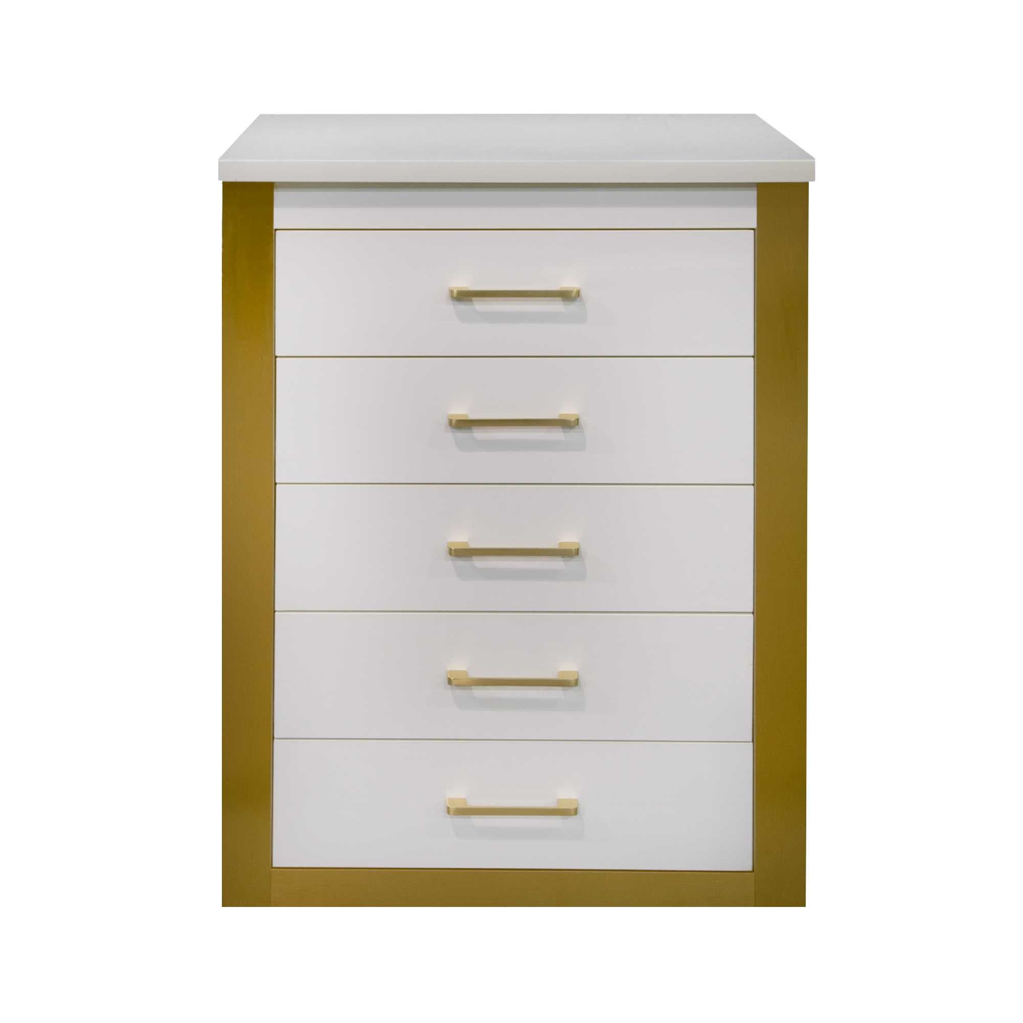 Canadian Made Gilmour 5 Drawer Chest White & Gold