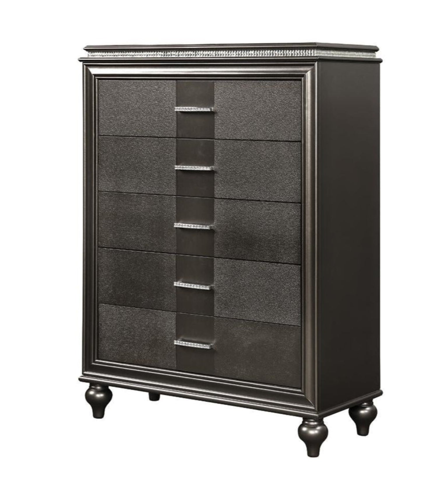 Ginger Wooden 5 Drawer Chest Gray 1141