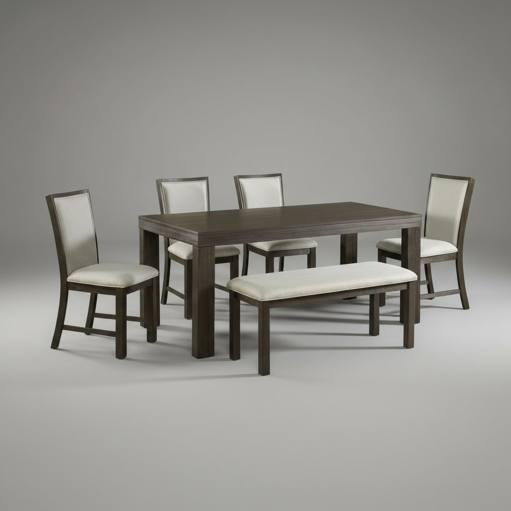 Grady 6pc Wooden Dining Set Dark Brown