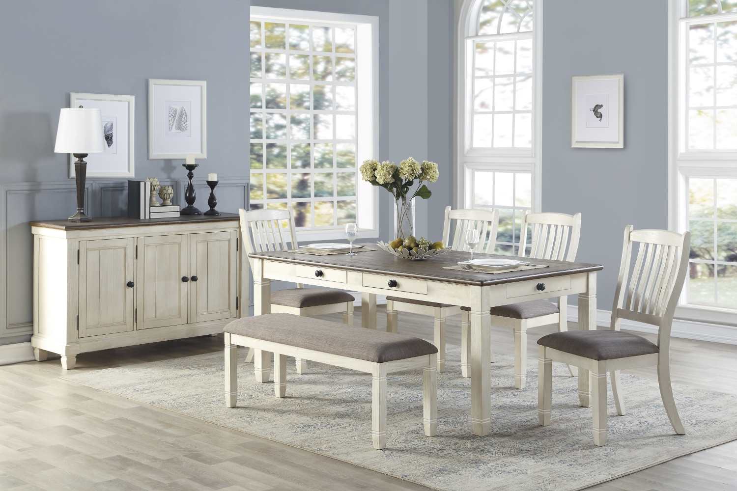 Granby Dining Set Antique White 5627GY-72
