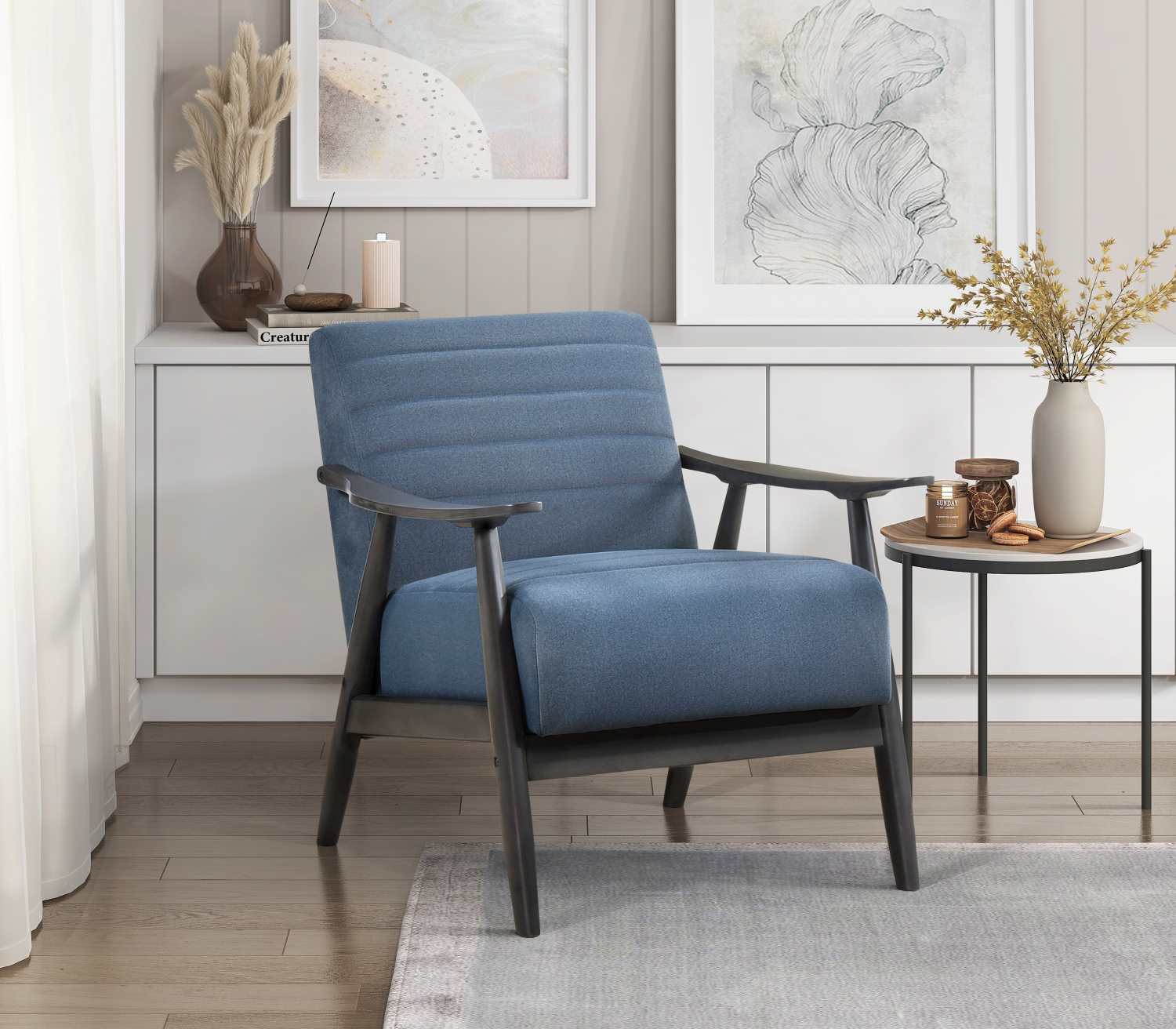 Greeley Blue Velvet Accent Chair 1287