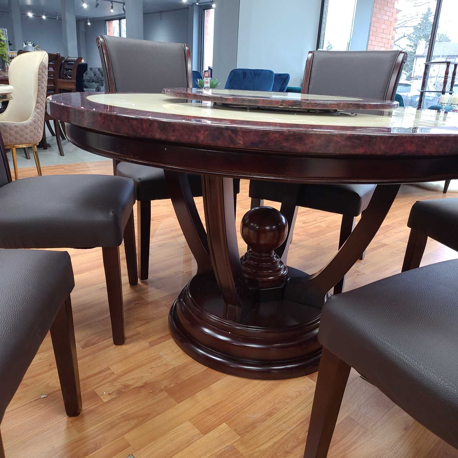 Greta Dining set with Marble Lazy Susan 7 PC Set ( OPEN BOX )