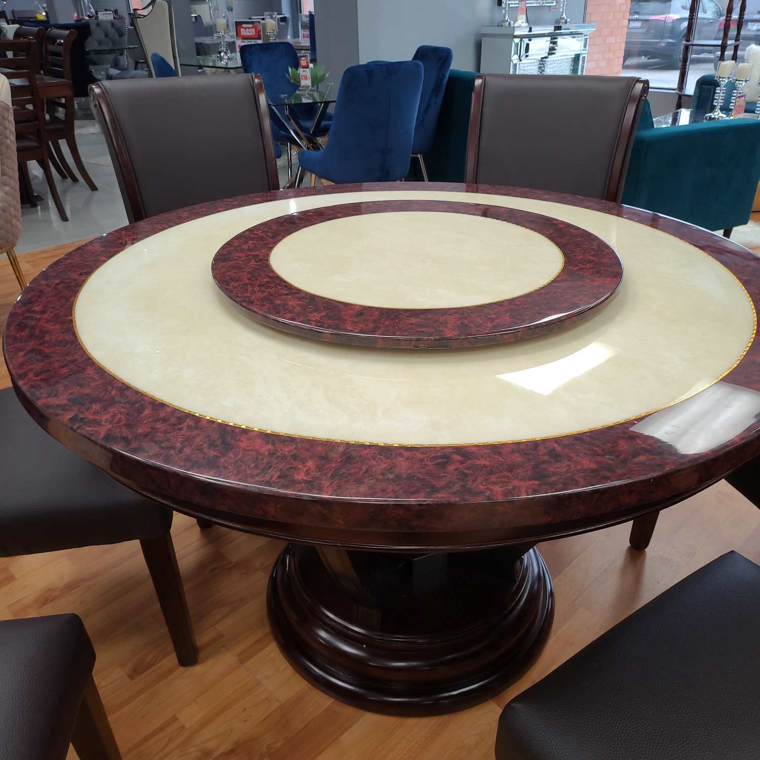 Greta Dining set with Marble Lazy Susan 7 PC Set ( OPEN BOX )