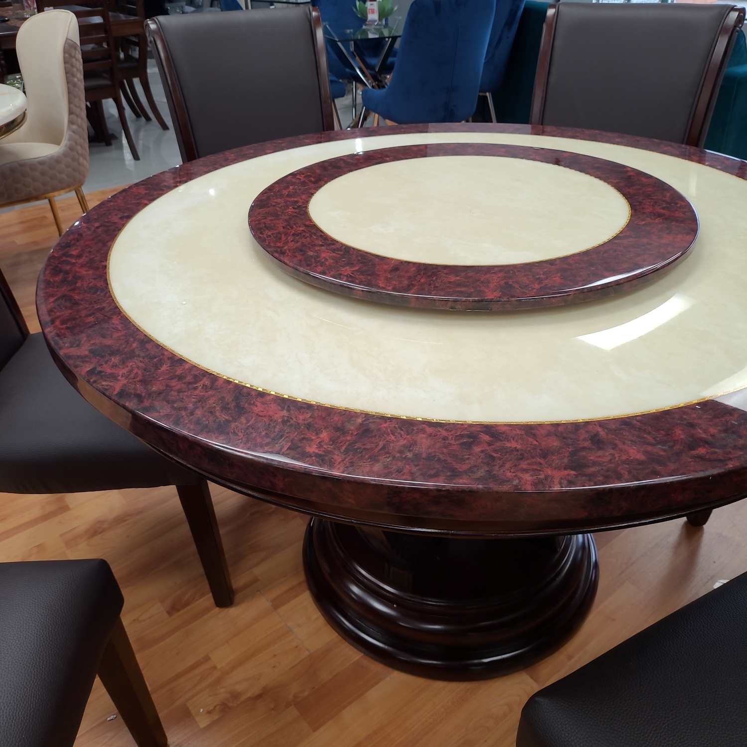 Greta Dining set with Marble Lazy Susan 7 PC Set ( OPEN BOX )