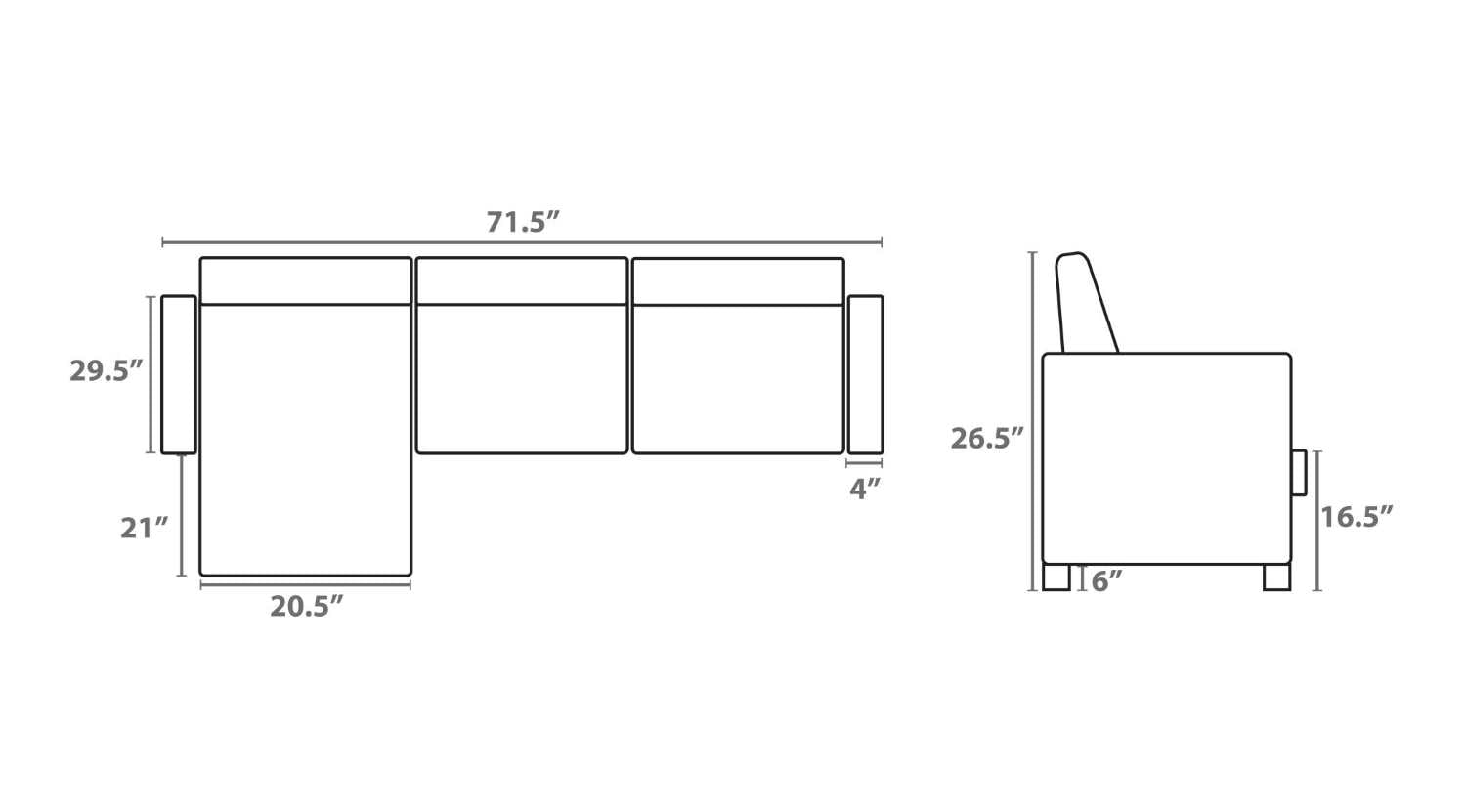 Grey Fabric Reversible Sectional Sofa 1228