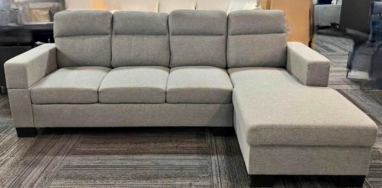 Grey Fabric Upholstered Sectional Sofa With USB Charging Ports 7212