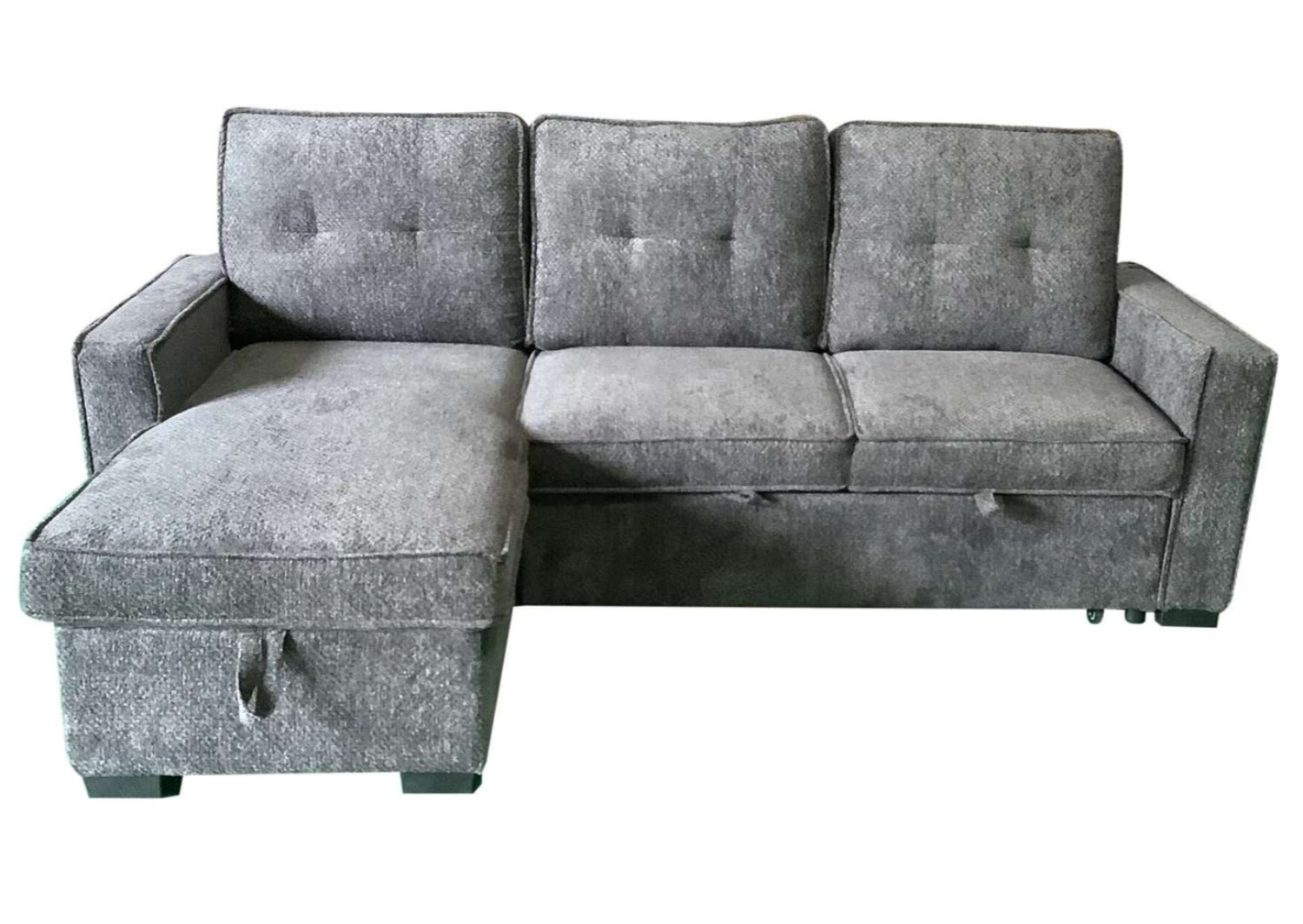Grey Woven Fabric Sectional Sofa Bed 6289