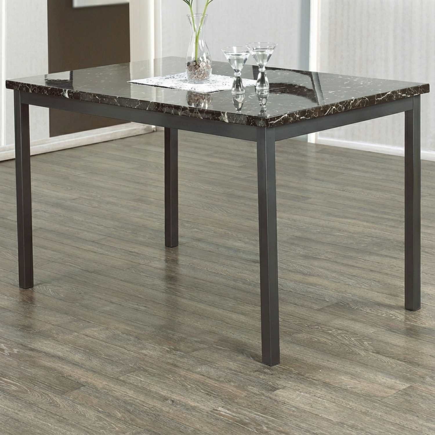 Grey Metal Dining Table with Faux Marble Top 1027