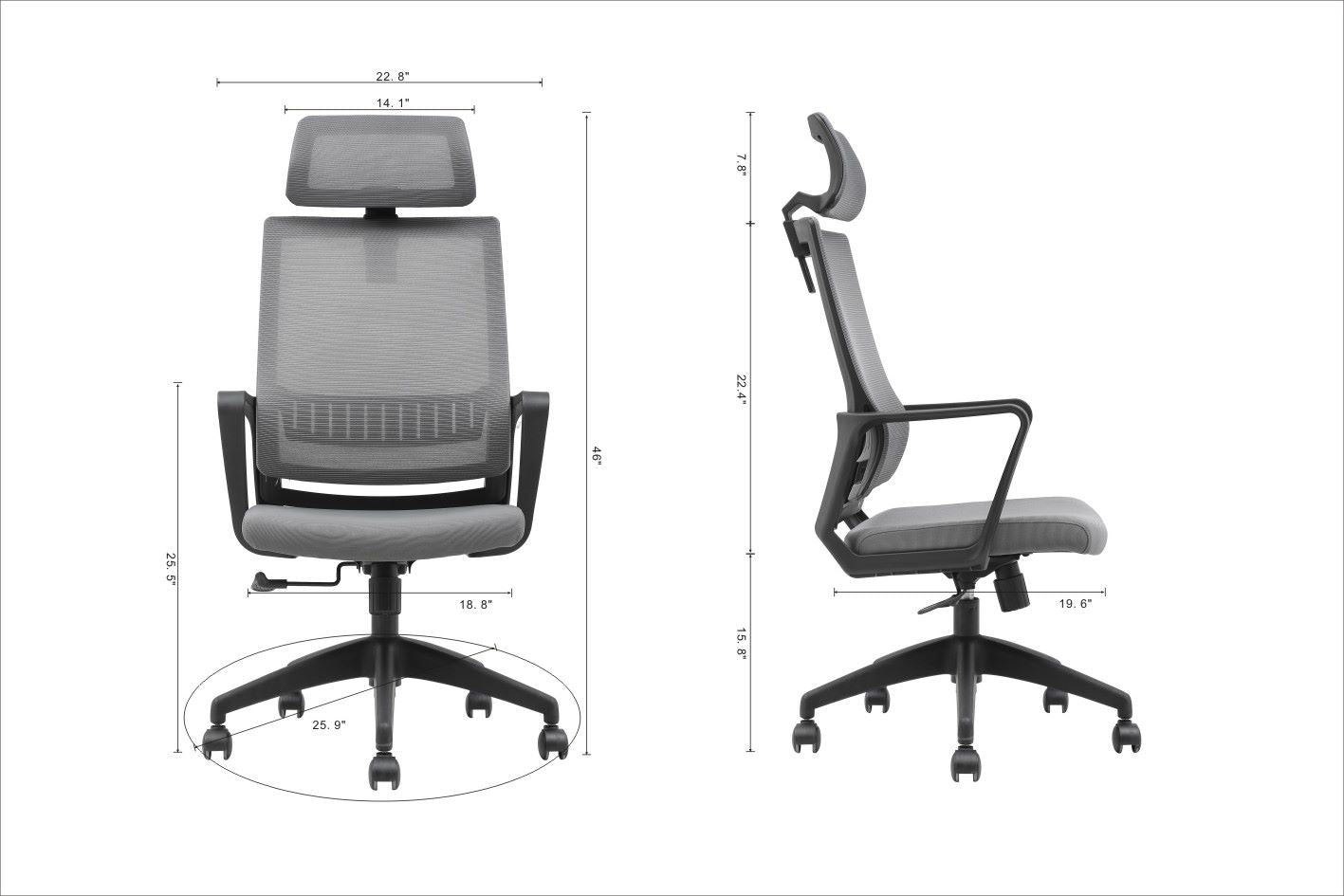 Grey Office Chair 2222-GR